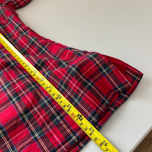 Sail to Sable Red Tartan Plaid & Velvet Collar Tunic Blouse | Size Medium - Picture 9 of 10